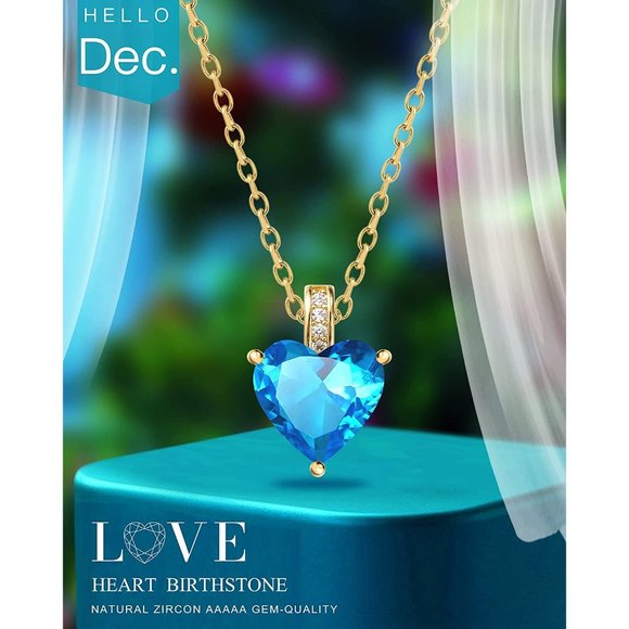 Genuine Birthstone Necklace for Girls Women, Heart Love Necklace for Twe… - Picture 10 of 16